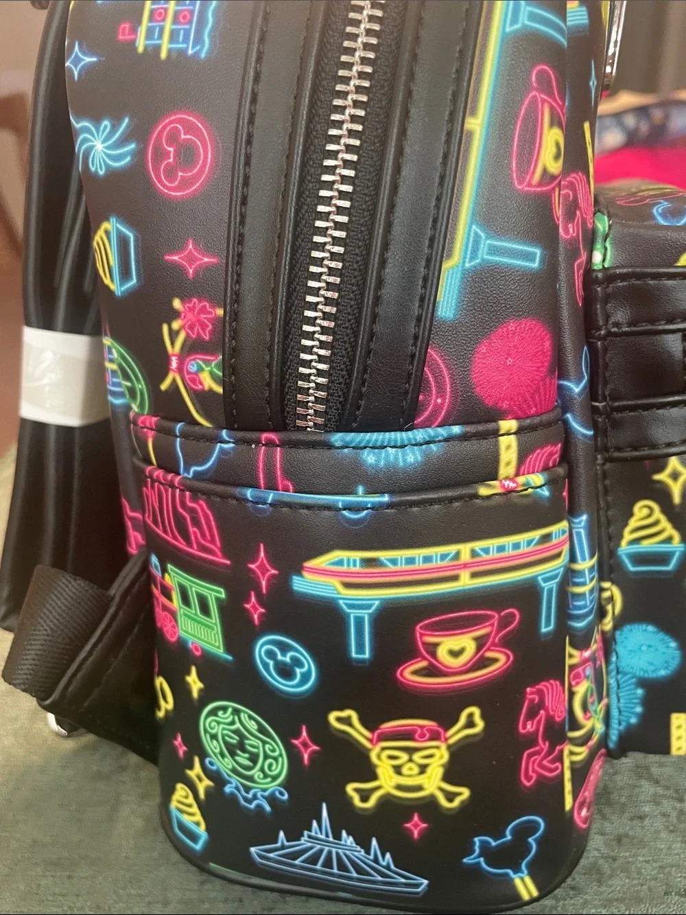 Disney Parks Neon Attraction Icons Mini Loungefly Backpack